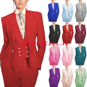 Women Suit 3 Piece Business Formal Work Wear Slim Pants Suit Blazer   Pants
