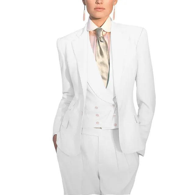 Women Suit 3 Piece Business Formal Work Wear Slim Pants Suit Blazer   Pants