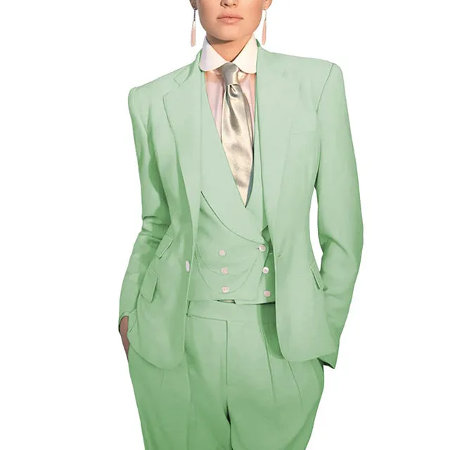 Women Suit 3 Piece Business Formal Work Wear Slim Pants Suit Blazer   Pants