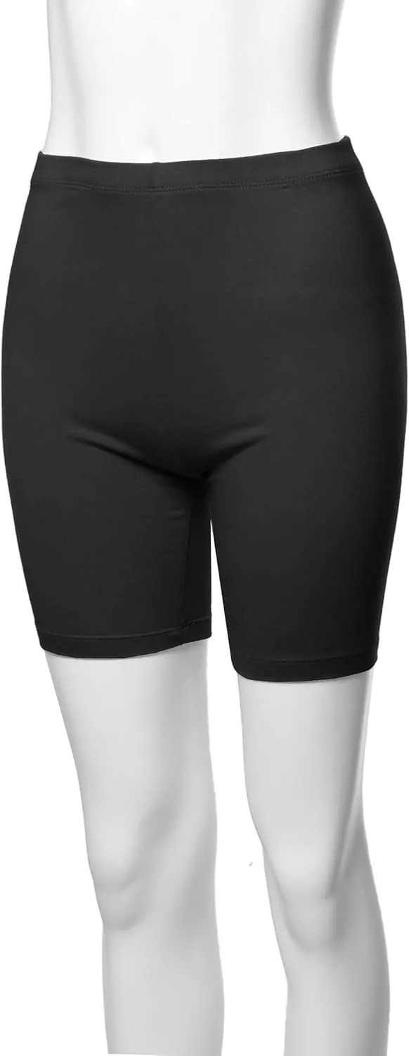 Women's Basic Solid Premium Cotton Mid Thigh High Rise Biker Bermuda Shorts