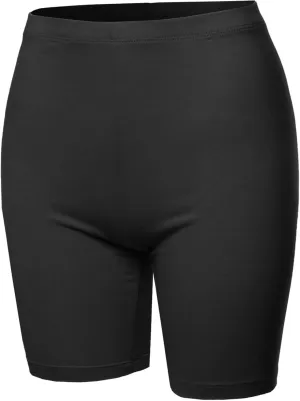 Women's Basic Solid Premium Cotton Mid Thigh High Rise Biker Bermuda Shorts