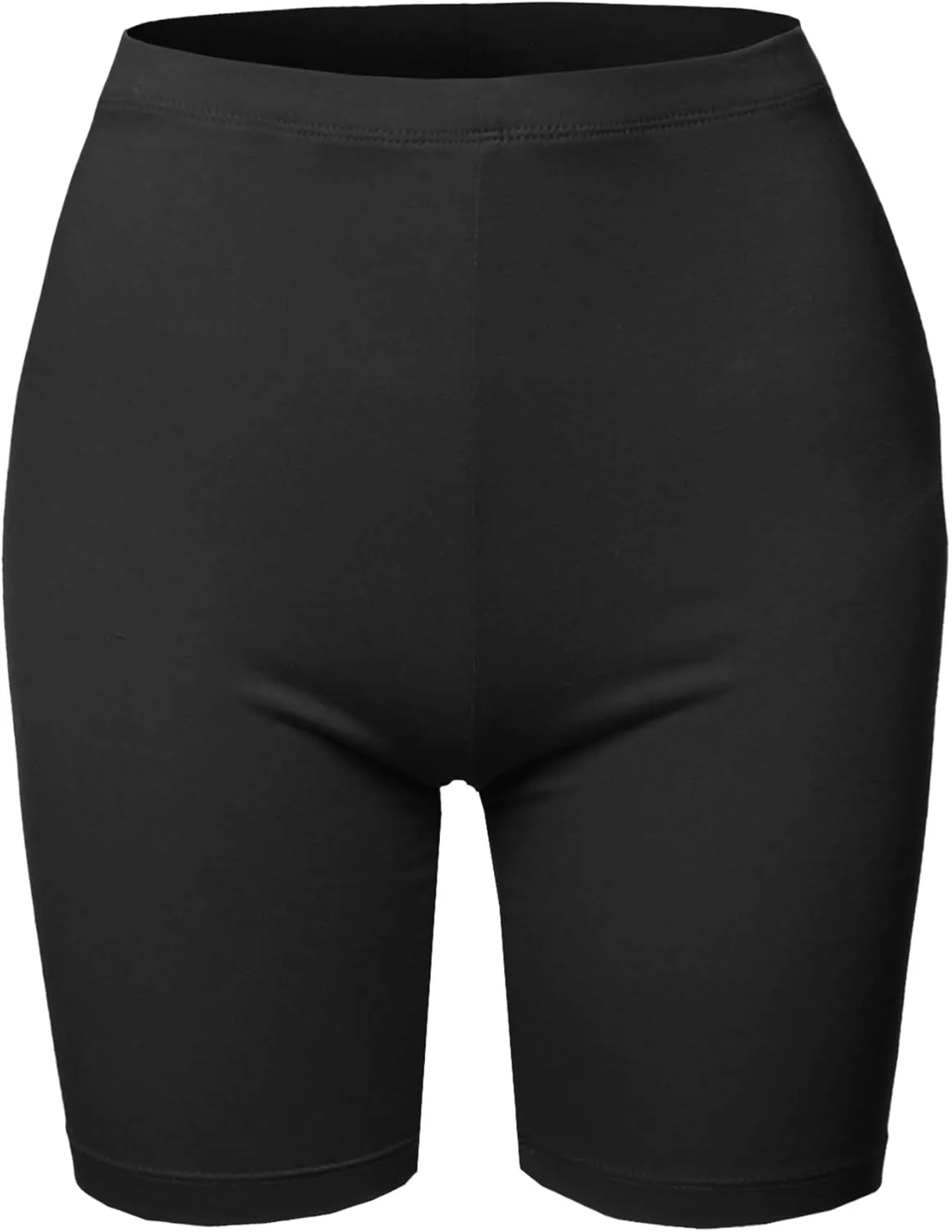 Women's Basic Solid Premium Cotton Mid Thigh High Rise Biker Bermuda Shorts
