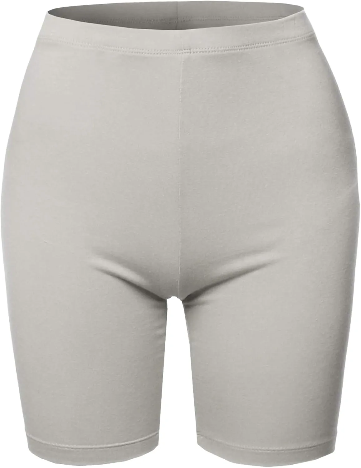 Women's Basic Solid Premium Cotton Mid Thigh High Rise Biker Bermuda Shorts