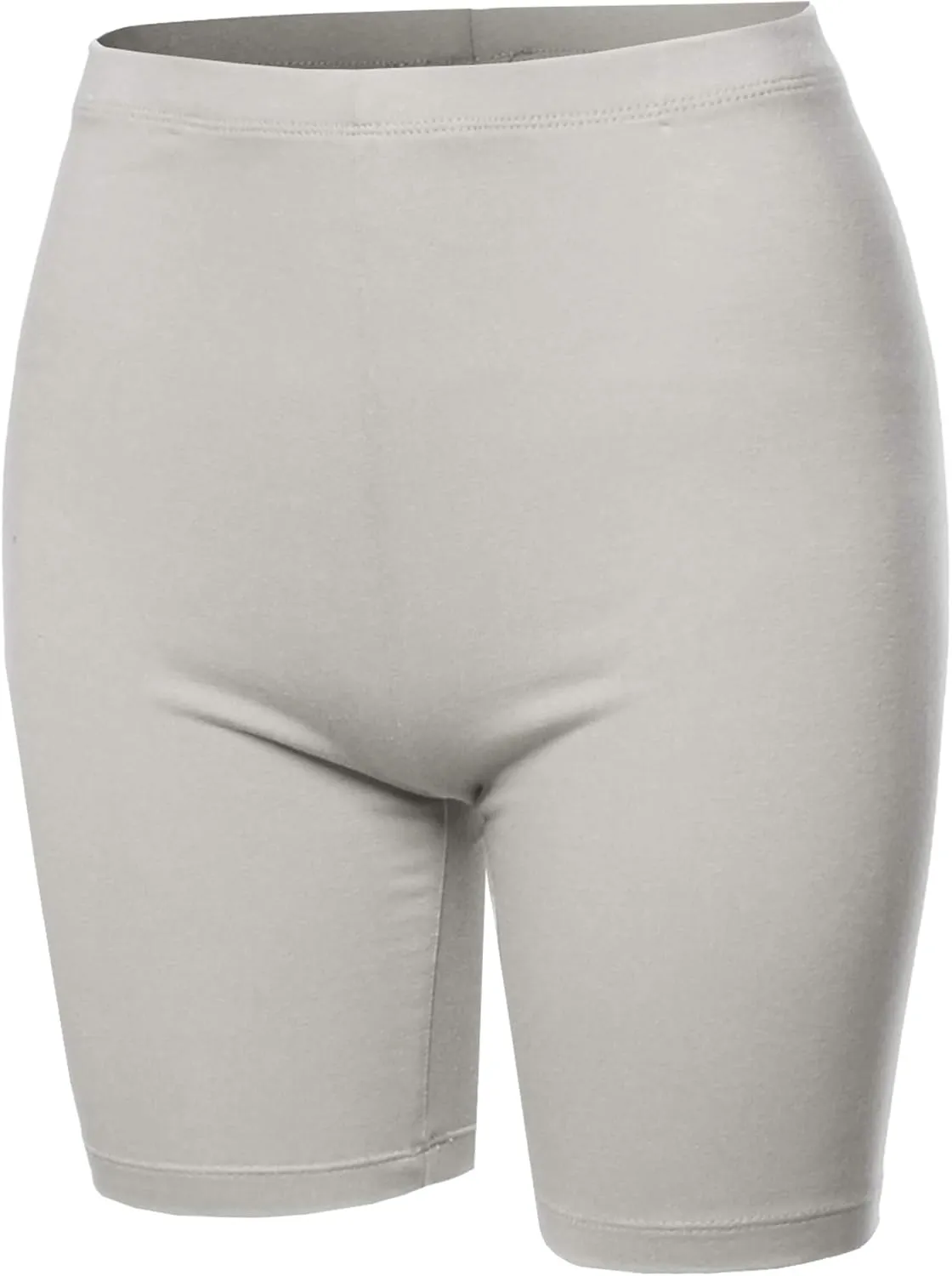 Women's Basic Solid Premium Cotton Mid Thigh High Rise Biker Bermuda Shorts