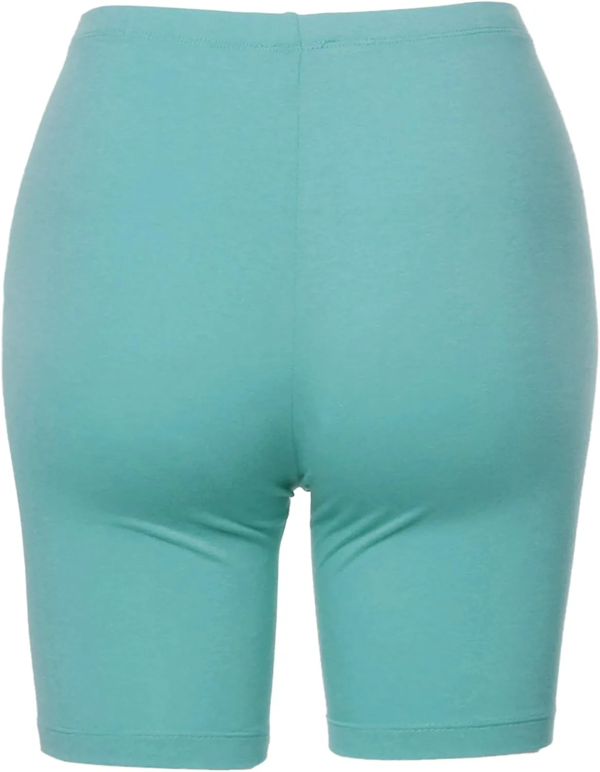Women's Basic Solid Premium Cotton Mid Thigh High Rise Biker Bermuda Shorts