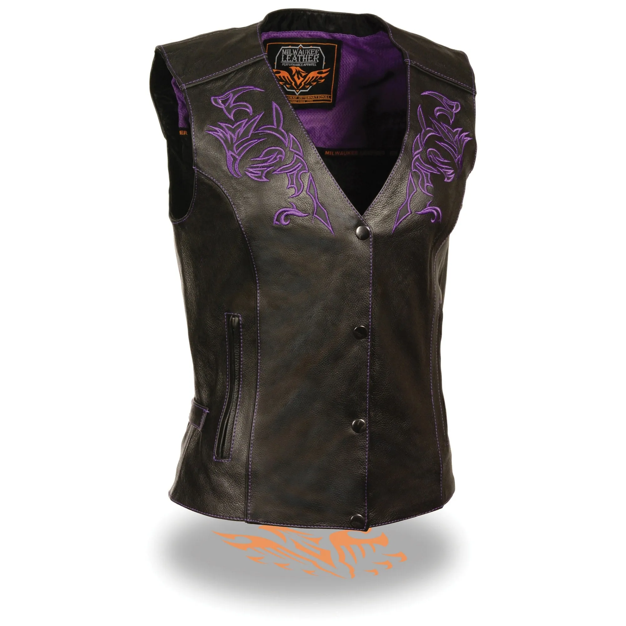Women’s Vest w/ Reflective Tribal Design & Piping