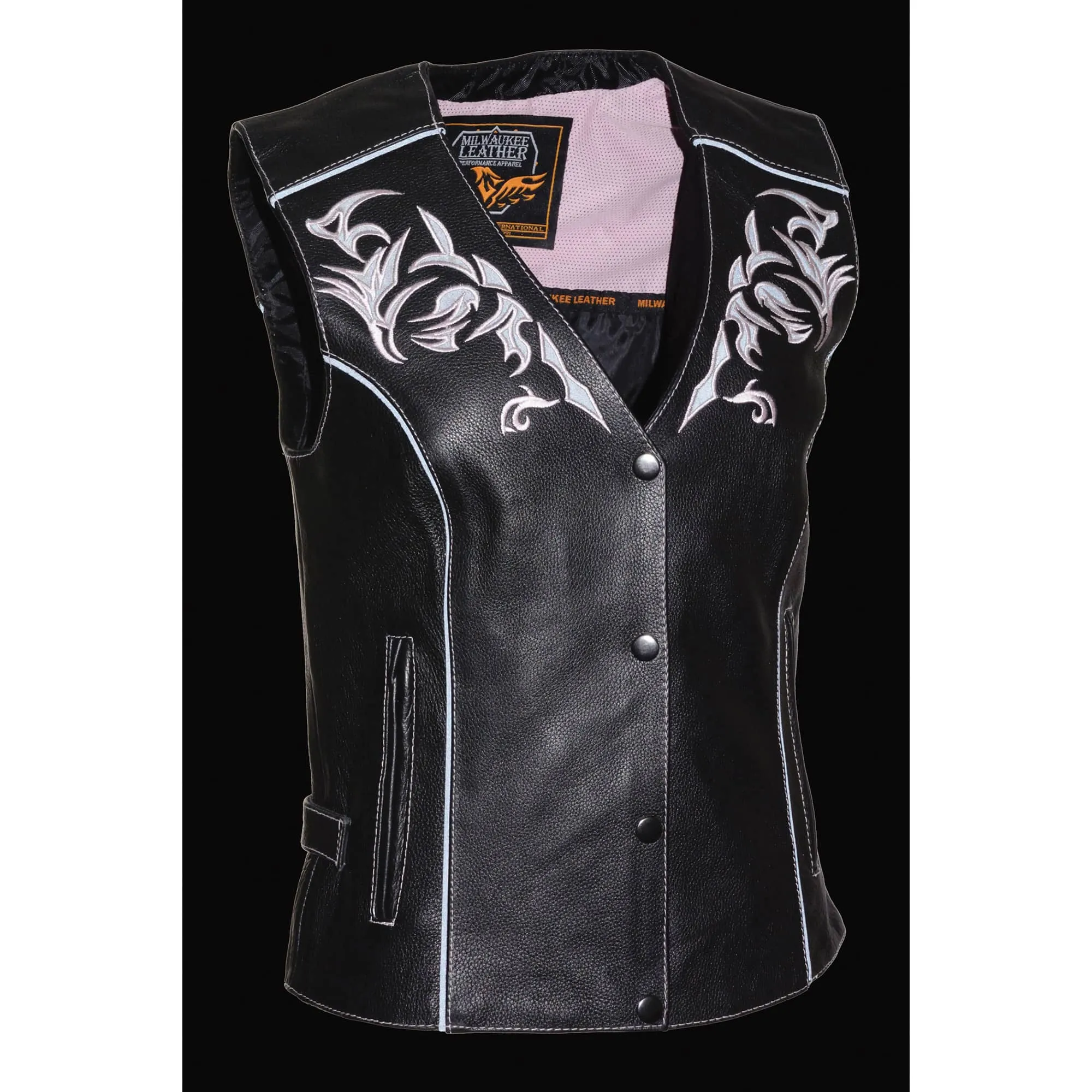 Women’s Vest w/ Reflective Tribal Design & Piping